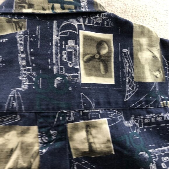 Starts & Stripes Mens Shirt Size XL Long Sleeve Button-Up Nautical Print Retro - Picture 15 of 16